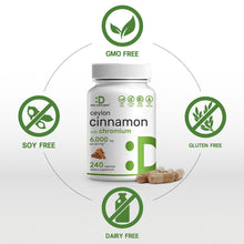 Load image into Gallery viewer, Ceylon Cinnamon 6,000mg with Chromium 1,000mcg Per Serving, 240 Capsules