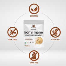 Load image into Gallery viewer, Organic Lions Mane Mushroom Powder Supplement, 1,500mg Per Serving, 1lb