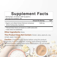 Load image into Gallery viewer, Organic Lions Mane Mushroom Powder Supplement, 1,500mg Per Serving, 1lb