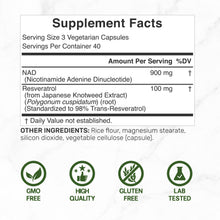 Load image into Gallery viewer, NAD+ Supplement 1,000mg Per Serving, 120 Veggie Capsules