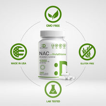 Load image into Gallery viewer, NAC Supplement (N-Acetyl Cysteine) with Reduced Glutathione, 240 Capsules
