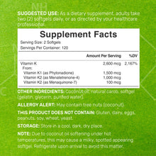 Load image into Gallery viewer, Premium K Complete - High Potency Vitamin K1, K2 MK-7 & MK-4 Complex, 240 Coconut Oil Infused Softgels