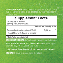 Load image into Gallery viewer, Odorless Aged Garlic Pills, 6,000mg Per Serving, 500 Softgels