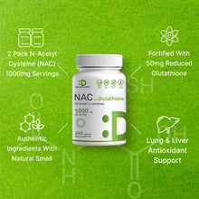 Load image into Gallery viewer, 2 Pack NAC Supplement (N-Acetyl Cysteine) 1,000mg Per Serving with Reduced Glutathione, 480 Total Capsules