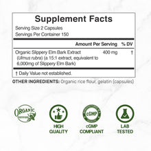 Load image into Gallery viewer, Slippery Elm Capsules, 6,000mg Per Serving – 300 Pills
