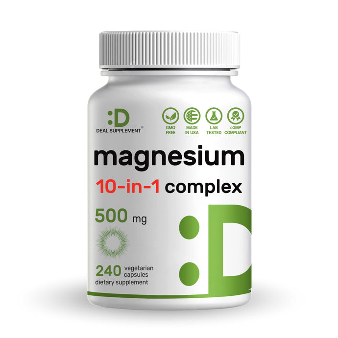 Magnesium Complex Supplement 500mg, 240 Veggie Capsules
