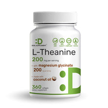 Load image into Gallery viewer, L-Theanine 200mg + Magnesium Glycinate 200mg with Coconut Oil, 360 Softgels