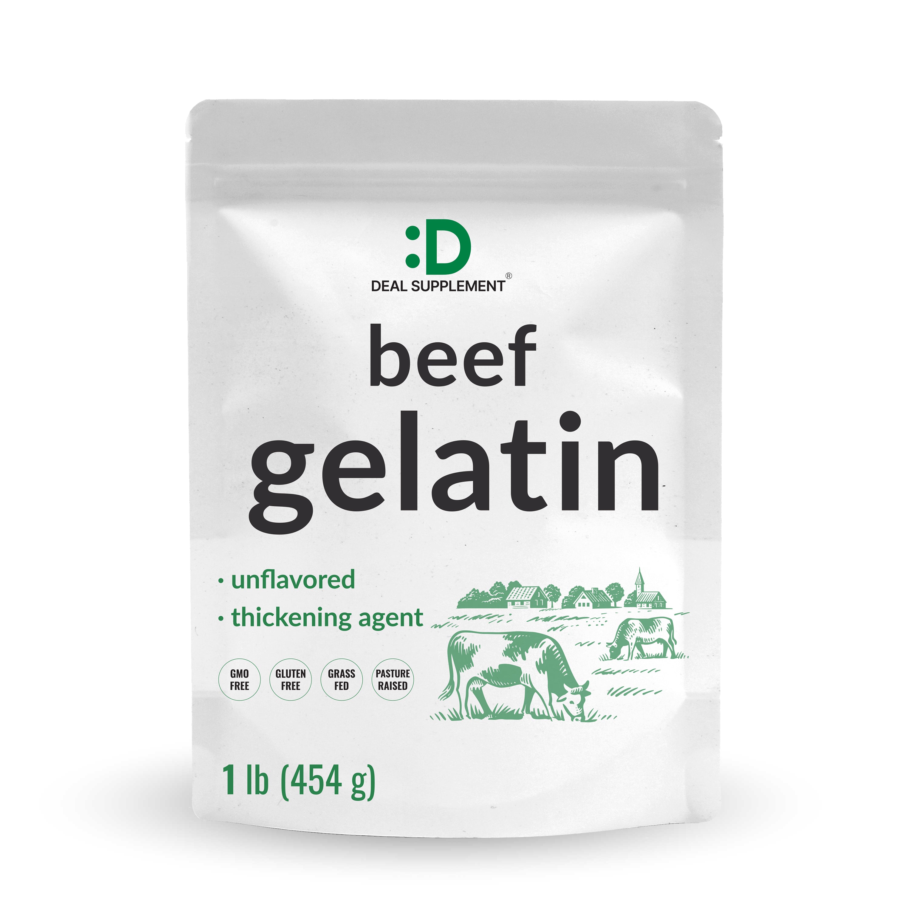 Unflavored Beef Gelatin Powder, 1lb – Grass Fed & Pasture Raised Bovin – Deal Supplement