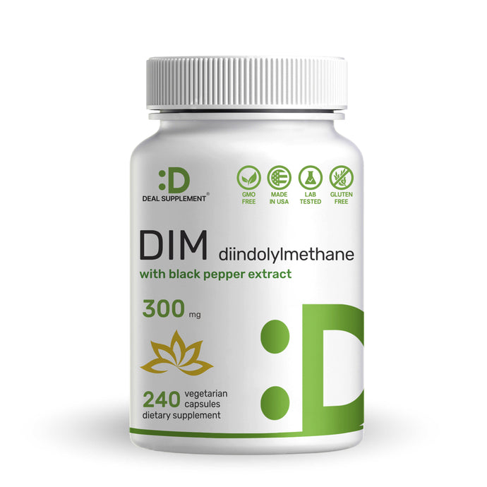 DIM with Black Pepper Extract 300mg, 240 Vegetarian Capsules