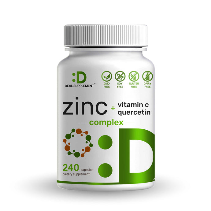 Zinc Quercetin with Vitamin C, 4-1 Zinc Complex (Zinc 50mg), 240 Capsule