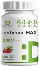 Load image into Gallery viewer, Berberine Max Supplement with Turmeric, 5,000mg Per Serving, 240 Veggie Capsules
