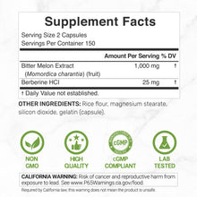 Load image into Gallery viewer, Bitter Melon with Berberine HCl, 300 Capsules
