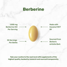 Load image into Gallery viewer, Berberine HCl 1,000 mg Per Serving, Made with MCT Oil, 120 Softgels
