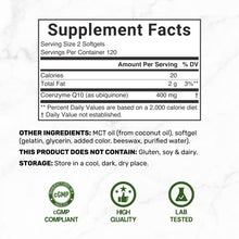 Load image into Gallery viewer, CoQ10 400mg with MCT Oil, 240 Softgels

