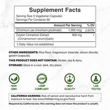 Load image into Gallery viewer, Ceylon Cinnamon Supplement with Chromium, 240 Capsules
