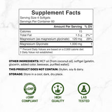 Load image into Gallery viewer, Magnesium Glycinate 1000mg, 240 Softgels
