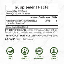 Load image into Gallery viewer, Astaxanthin 12mg with MCT Oil, 120 Softgels
