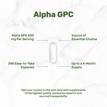 Load image into Gallery viewer, Alpha GPC 600mg Per Serving, 240 Capsules
