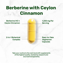 Load image into Gallery viewer, Berberine with Ceylon Cinnamon 1200mg, 240 Vegetarian Capsules
