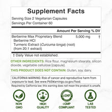 Load image into Gallery viewer, Berberine Max Supplement with Turmeric, 5,000mg Per Serving, 240 Veggie Capsules
