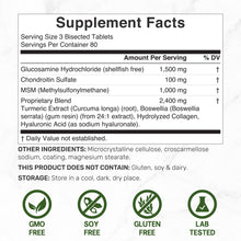 Load image into Gallery viewer, Glucosamine Chondroitin &amp; MSM 7-in-1 Complex 5000mg, 240 bisected tablets

