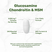 Load image into Gallery viewer, Glucosamine Chondroitin &amp; MSM 7-in-1 Complex 5000mg, 240 bisected tablets

