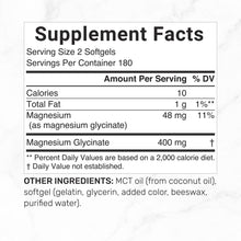 Load image into Gallery viewer, Magnesium Glycinate 400mg, 360 Softgels
