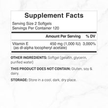 Load image into Gallery viewer, Vitamin E Supplements, 1,000 IU Per Serving, 240 Softgels

