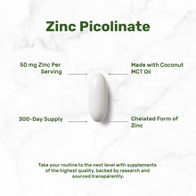 Load image into Gallery viewer, Zinc Picolinate 50 mg Per Serving with MCT Oil, 300 Softgels

