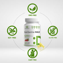 Load image into Gallery viewer, Berberine Max Supplement, 5,000mg Per Serving, 240 Veggie Capsules
