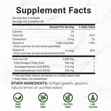 Load image into Gallery viewer, Cod Liver Oil 2,000mg Per Serving, 240 Softgels – Extra Strength EPA DHA Omega 3 Supplement
