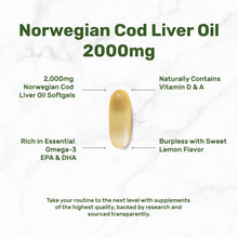 Load image into Gallery viewer, Cod Liver Oil 2,000mg Per Serving, 240 Softgels – Extra Strength EPA DHA Omega 3 Supplement

