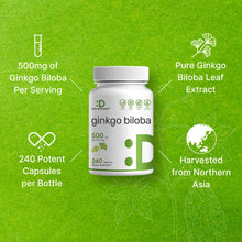 Load image into Gallery viewer, Ginkgo Biloba 500mg Per Serving, 240 Capsules
