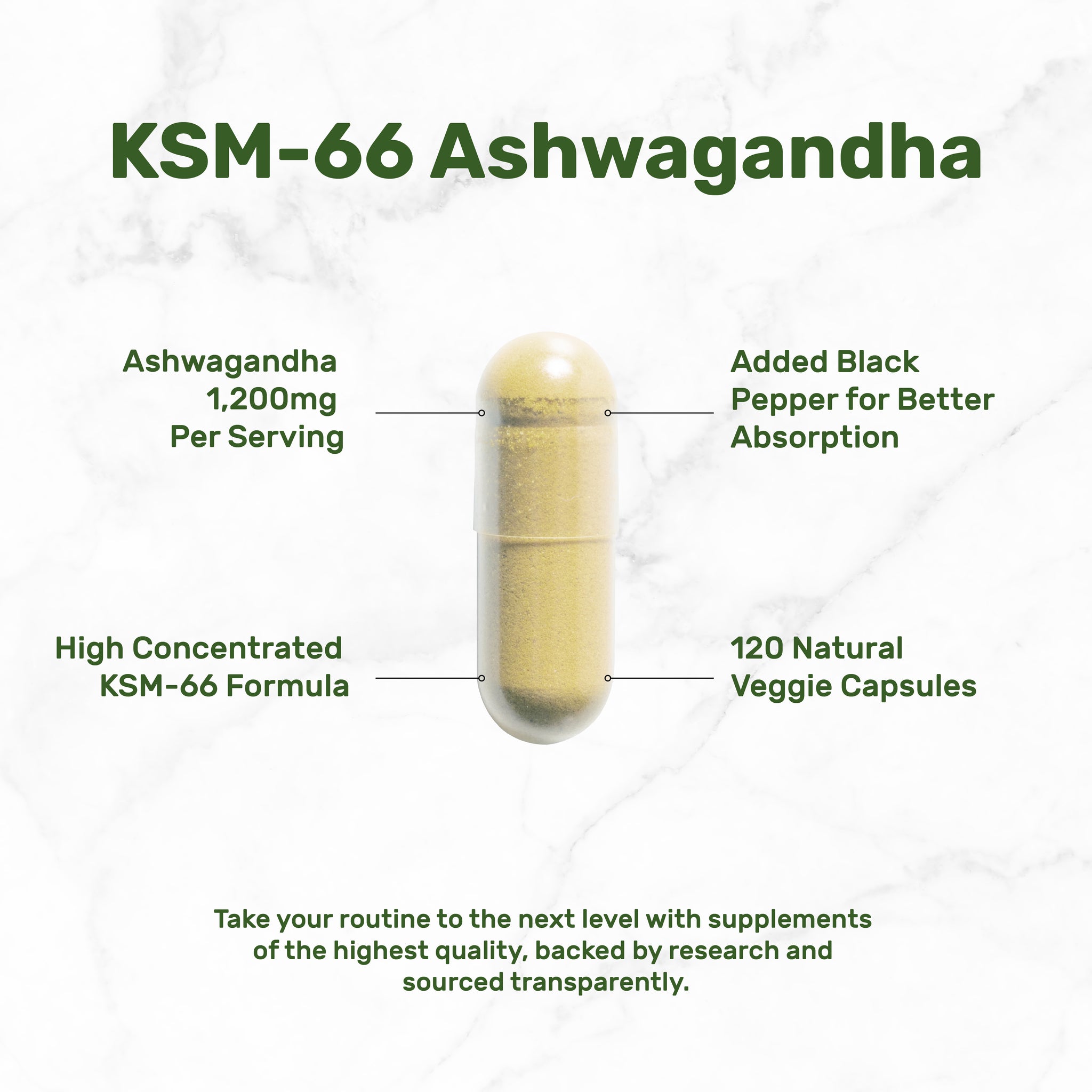 Organic Ashwagandha Capsules 1200mg - Enhanced With 100mg Organic KSM 66 5 Withanolides 200mg Organic Turmeric And Organic Black Pepper 1500mg Total Per Serving - View #6