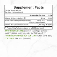Load image into Gallery viewer, L-Methylfolate 5-MTHF 15mg  with Coconut Oil, 120 Softgels
