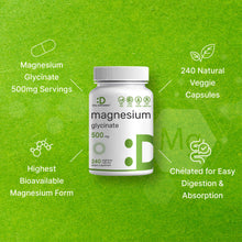 Load image into Gallery viewer, Magnesium Glycinate 500mg, 240 Veggie Capsules
