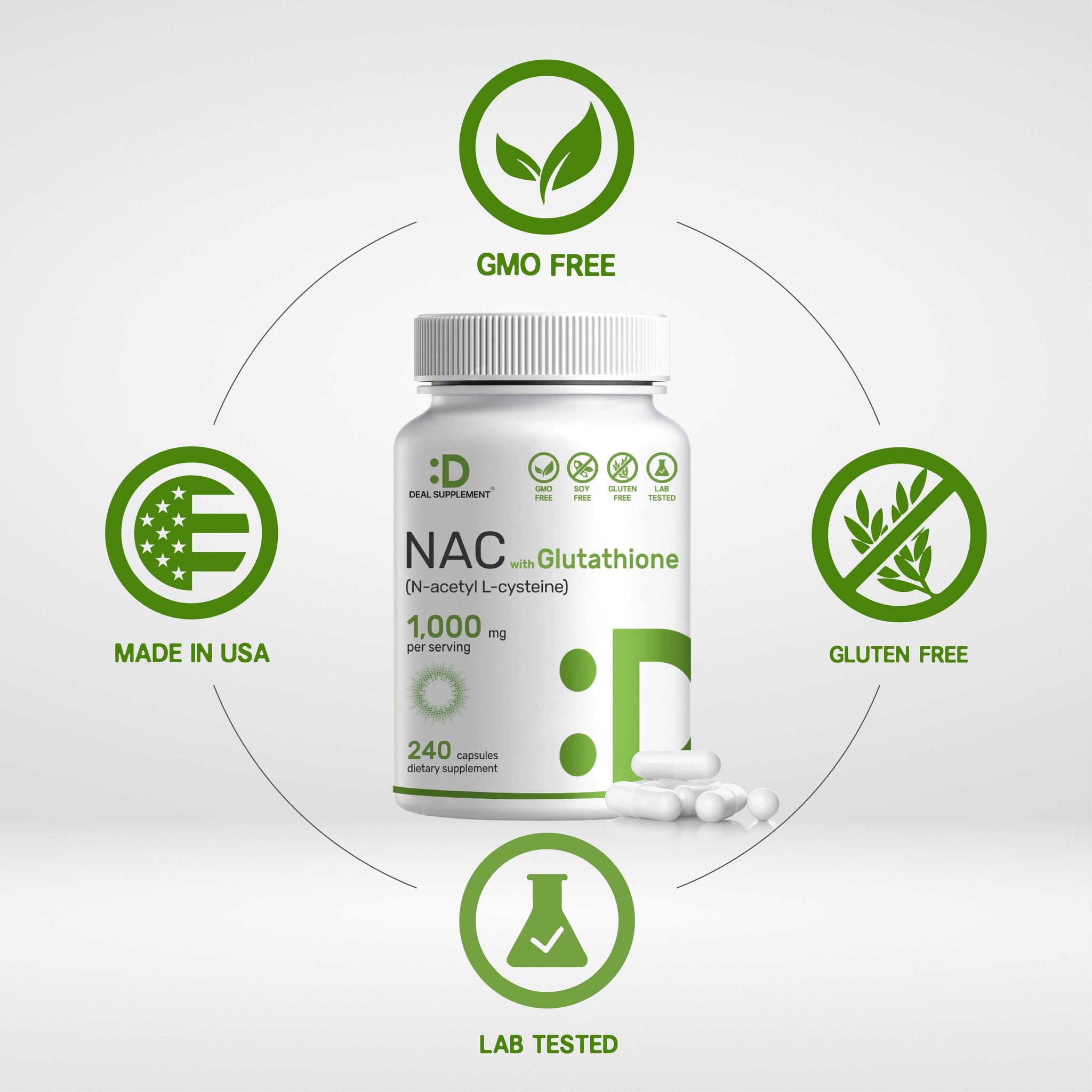 nac vitamin c glutathione NAC Supplement (N-Acetyl Cysteine) with Reduced Glutathione, 240 Capsu –  Deal Supplement