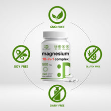 Load image into Gallery viewer, Magnesium Complex 500mg, 480 Veggie Capsules, 10-in-1 Glycinate, Citrate, Malate, &amp; More
