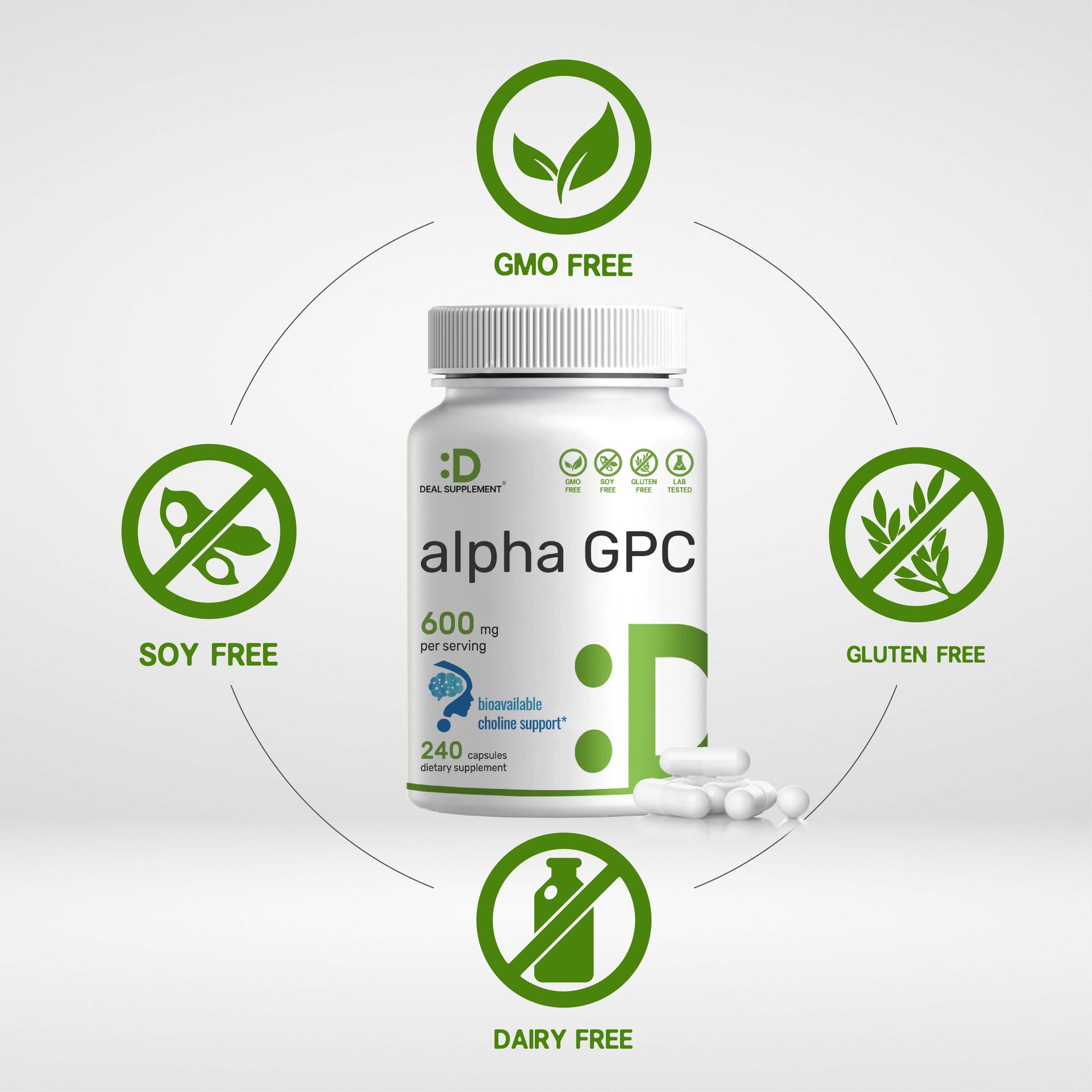 Alpha GPC 600mg Per Serving, 240 Capsules – Deal Supplement