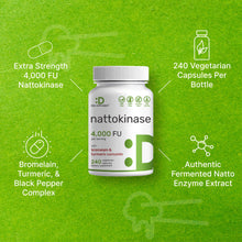 Load image into Gallery viewer, Nattokinase 4,000 FU Per Serving, 240 Veggie Capsules
