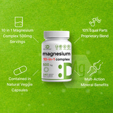 Load image into Gallery viewer, Magnesium Complex 500mg, 480 Veggie Capsules, 10-in-1 Glycinate, Citrate, Malate, &amp; More
