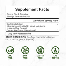 Load image into Gallery viewer, Saw Palmetto Supplement 5000mg with Pumpkin Seed, 300 Capsules
