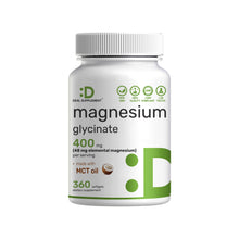 Load image into Gallery viewer, Magnesium Glycinate 400mg, 360 Softgels
