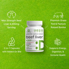 Load image into Gallery viewer, Beef Liver Supplement with Ox Bile 4,500mg Per Serving, 300 Capsules
