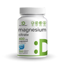 Load image into Gallery viewer, Magnesium Citrate 400mg Per Serving, 300 Veggie Capsules
