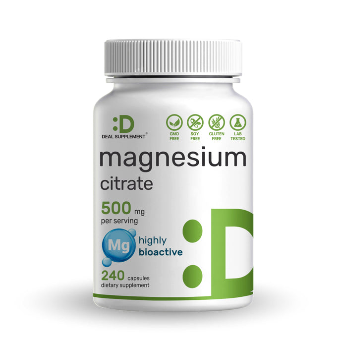Magnesium Citrate 500mg, 240 Capsules