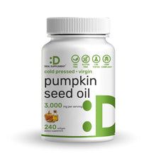 Load image into Gallery viewer, Pumpkin Seed Oil 3,000mg with Saw Palmetto, 240 Softgels, Cold Pressed Extract with Virgin Oil
