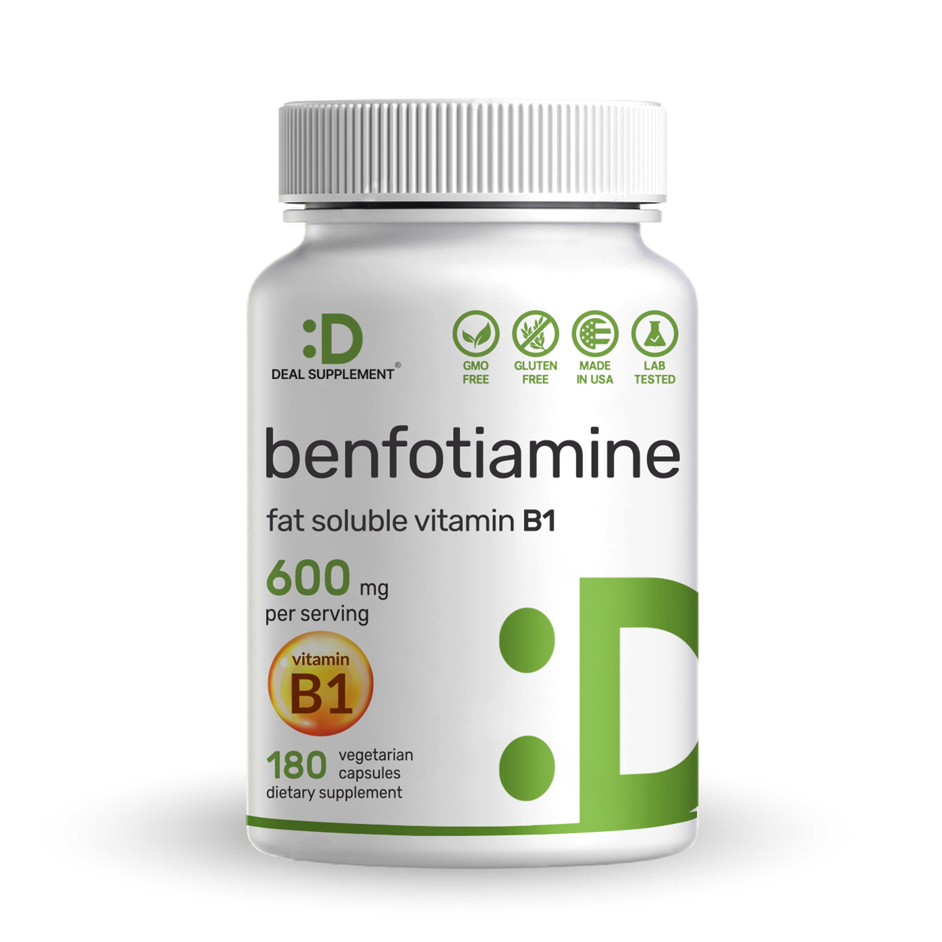 Benfotiamine 600mg Supplement - 120 Veggie Caps, Vitamin B1, Vegan, Premium Quality 9 thumbnail image
