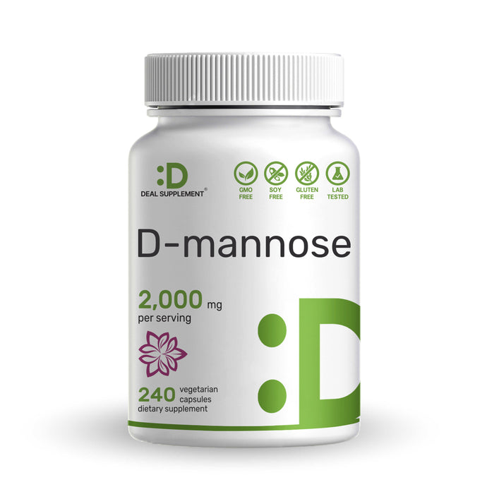 D Mannose Veggie Capsules, 2,000mg Per Serving, 240 Pills