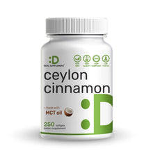 Load image into Gallery viewer, Ceylon Cinnamon Supplement with Coconut MCT Oil, 250 Softgels
